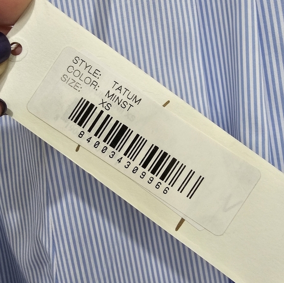 Petersyn X Revolve Wide Leg Tatum Blue/White Pinstripe Pants Size XS - Picture 14 of 17